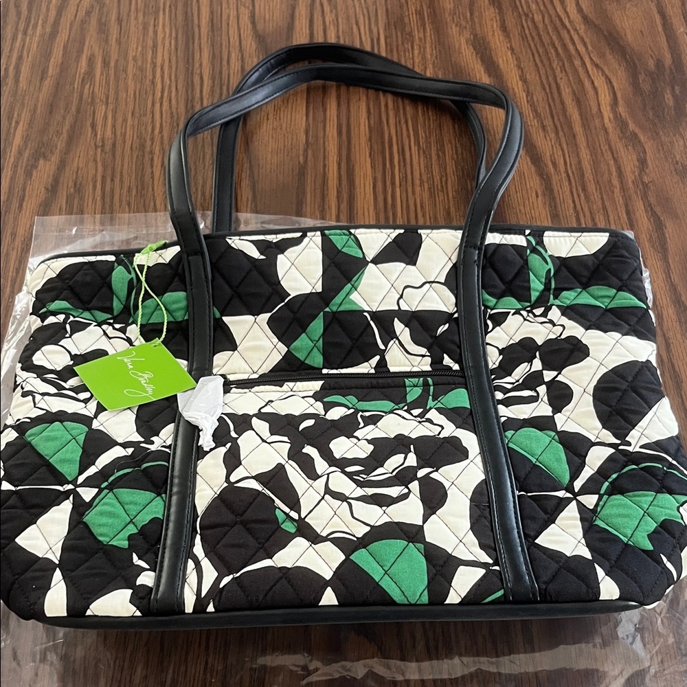 Vera Bradley Black and Green Floral Tote